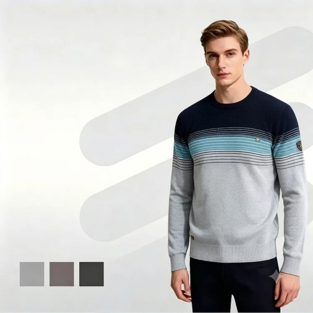 OEM Autumn New Striped Cotton Men's Sweaters Fashion Casual Crew Neck Long Sleeve Pullover Sweater for Men