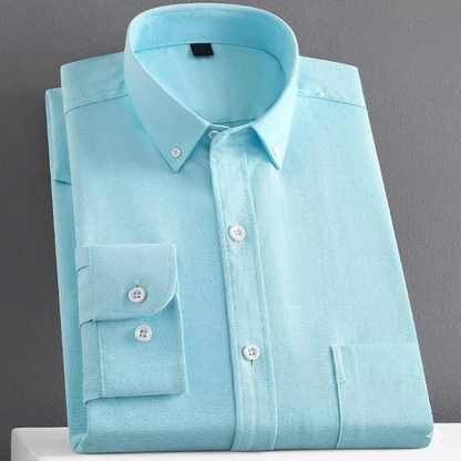 Luxury Men's 100% Cotton Oxford Shirt Long Sleeve Casual Chemise Homme Anti-Wrinkle Yarn Dyed Solid Color ODM Supply for Spring
