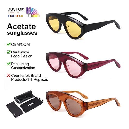 MCROONS Cat-Eye Acetate Polarised UV400 Unisex Sunglasses