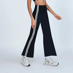 European American Style Peach Hip Lifting Micro Yoga Pants High Waist Quick-Drying Flared Pants Contrast Color White Women's