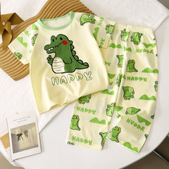1-7Years New Summer Children's Pajamas Cotton Girls Pajamas Set Soft Breathable Comfortable Boys Kids Sleepwear Suit