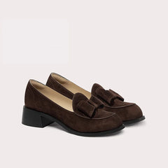 New High-Quality   Women's Suede Loafers Comfortable Med Heels Shoes Moccasins Women's Shoes
