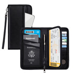 Family RFID-Blocking Travel Document Organizer Wallet Multiple Passport Holder for Men and Women Card Holders for Travel