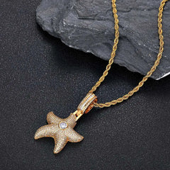 NUOYA New Arrive Hight Quality Starfish Pendant Full Set 3A Cubic Zirconia Star Shaped Silver Plated Pentagram Charm Pendant