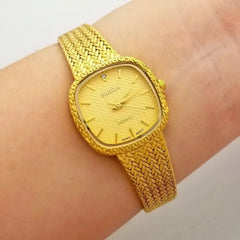High Quality Brass Band Women Watch Square Small Dial Thin Waterproof  Simple Retro Inlaid Diamonds