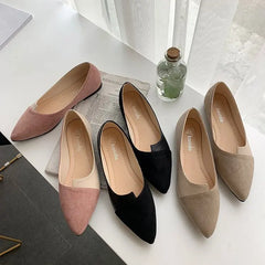 2024 Spring New Women's Fashion Match Color Late Evening Shallow Mouth to Wear Pointed Flat Small Single Shoes Female