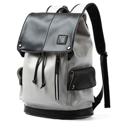 PU Leather Bags Men With USB Port Outdoor Leisure Backpack for Men Mochila Vegan Leather Backpack