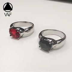 VAF Obsidian Black Red Ruby Gemstone Ring Zircon Material Onyx Sapphire Aquamarine Natural Pink Stainless Steel Ring