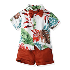 Toddler Boys Short Sleeve Cartoon Prints T Shirt Tops Shorts Set Child Kids Summer Boy Gift
