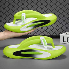 Green White Unisex Adult Outdoor Casual Flip-Flops EVA Material Summer Beach Sports Shoes Open Toe Antiskid for Men Women