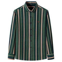 Chemises Hommes 100% Cotton Broadcloth Striped Long-Sleeve Shirt Wrinkle-Resistant Washable Business Casual Autumn Anti-pilling