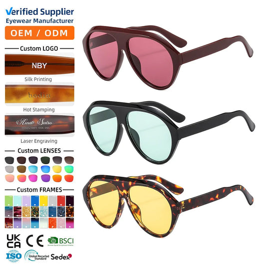 MCROONS Oversized Shield Pilot Sunglasses, UV400, Unisex