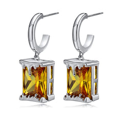 Factory Prices Latest Design Jewelry Women's Diamond Earrings 18K Gold Plated Yellow Zircon Drop Earrings