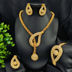 Cross-Border Hot-Selling Copper Punk Style Women's Necklace Earrings Bracelet Set Four-Piece Set European American African Bride