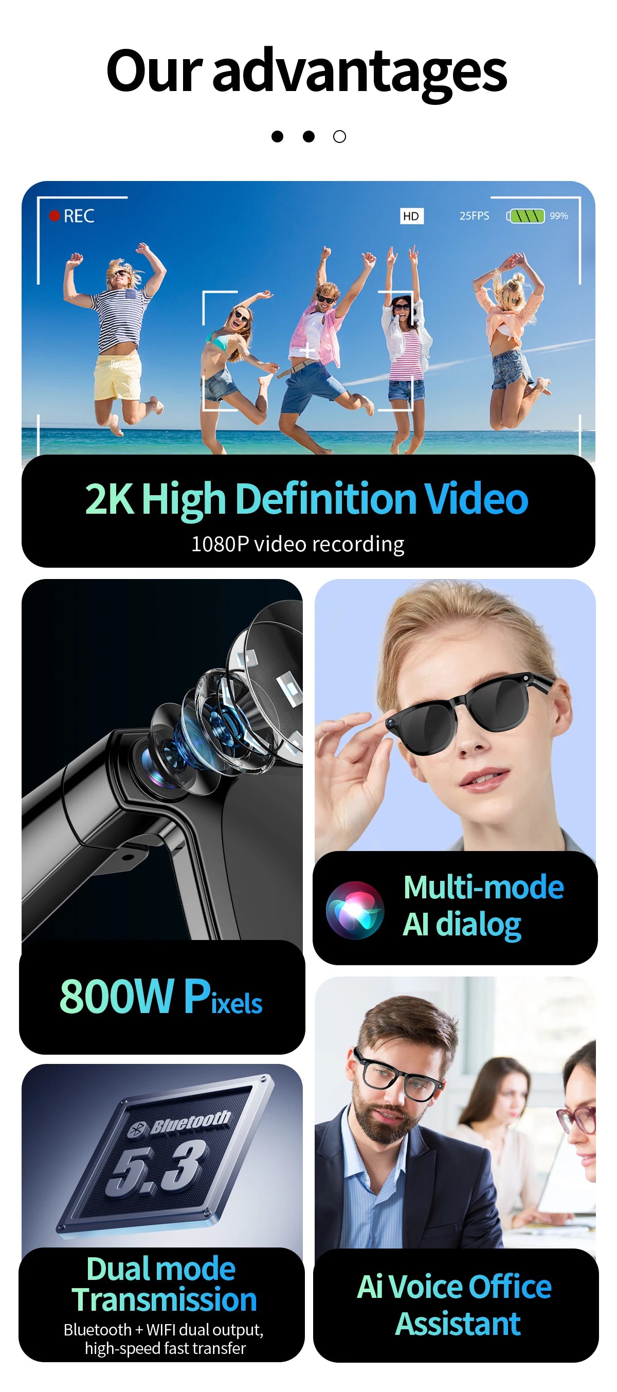 MCROONS 2K camera sport goggles