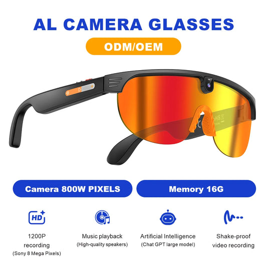 MCROONS smart camera glasses with sleep aid mode