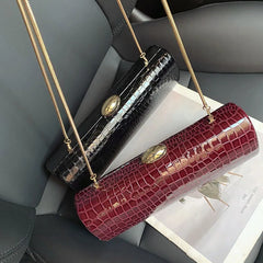 Luxury Brand New European Crocodile Pattern Crossbody Bag Vintage Chain Business Cylinder Shoulder Day Clutch Autumn/Winter