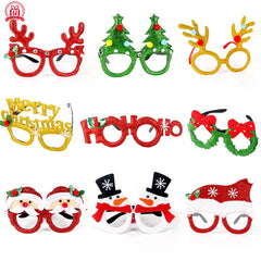 2025 New Design Christmas Party Glasses for Christmas Decoration, Santa Hats Snowman Glasses Frame Xmas Party Decorations