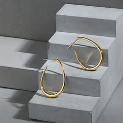 Open Teardrop Hoop Earrings 925 Silver Minimalist Waterdrop Stud Earrings for Women Modern Elegant Custom  Jewelry