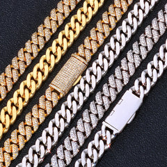 NUOYA 10mm 925 Silver Flip Clasp Bracelet 3 Row Cuban Chain Iced VVS Moissanite Hip Hop Luxury Jewelry