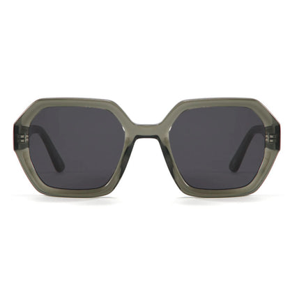 Retro heavy-frame square sunglasses - Olive Green
