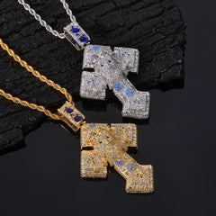 NUOYA Gold Plated Iced Out Cross Pendant Mixed Inlay Baguette Zircon Bling Jesus Hip Hop Pendant Gift Fine Jewelry