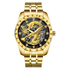 Luxury Men Watch Quartz Watches Gold Dragon Stainless Steel Quartz Watches Waterproof Wholesale Custom Logo Wristwatches