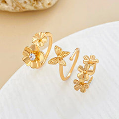 SC Hot Selling Fashion Adjustable Rings Vacational  Toe Ring Set Simple Designed Gold Plated Toe Rings for Women