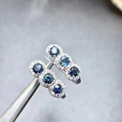 High Quality 925 Sterling Silver Women's Fashion Jewelry Set Natural Sapphire Drop Earrings with Gold Plating Mix Bijouterie