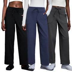 Women's Fall/Winter High Waist Yoga Pants Loose Slim Straight Barrel Sports Pants Velvet Joker Casual Long Knitted Sewn Pants