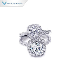Tianyu Gems 18K Gold Plated Fine Jewelry  Halo Designed 1CT 925 Sterling Silver Moissanite Women's S925 Ring Silver