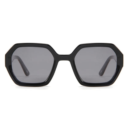 Retro heavy-frame square sunglasses - Black