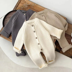 OEM ODM Winter Baby Knit Long Sleeve Bodysuit Newborn Baby Solid Color Romper Unisex Toddler Knitted Sweater