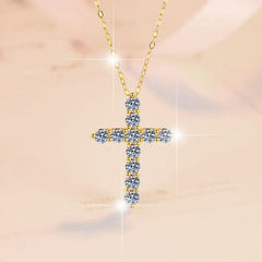 Fine Luxury Jewelry Classic 24K Gold Plated Cross S925 Sterling Silver Gold Diamond Pendant Necklace VVS1 Moissanite Pendant