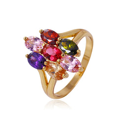 Wholesale Luxury Women Jewelry Special Design Oval Shaped Multi-gemstone Finger Ring