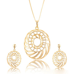 8 Xuping Eco-friendly Special Designs Popular Oval Shaped 18k Gold Plated Two Pieces Jewelry Set