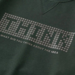 Trendy Unisex Round Neck Sweatshirt, Dark Green Apparel with Rhinestone Decal, Custom Logo OEM/ODM for Team Wear