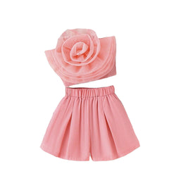 Luxury Children's Clothing for Girls 4-7 Years Summer Sling Top+Shorts 2Pcs Summer Kids Outfit Sets Flower Girls Clothing