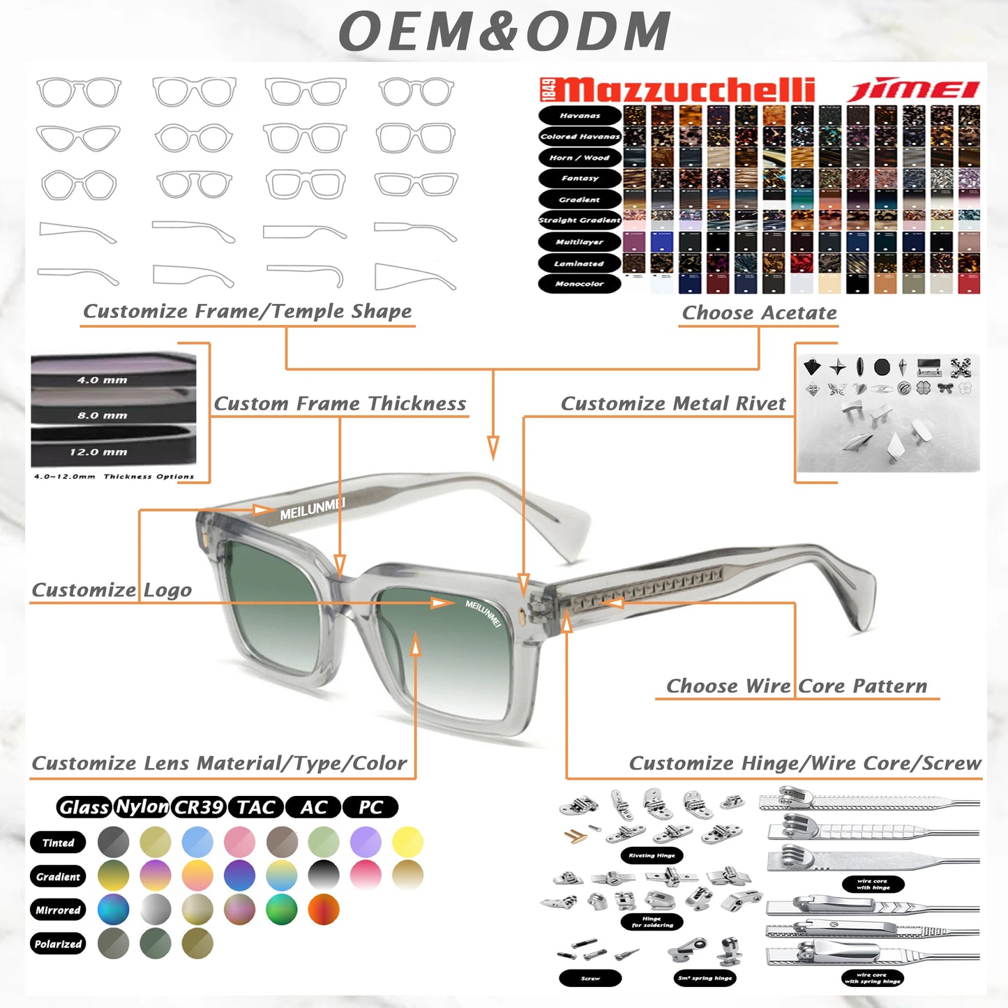 MCROONS Classic Oval Acetate Sunglasses — CR39 Lens, Unisex