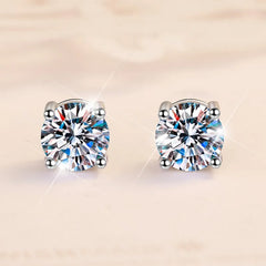 Manufacturers  Prices Classic 2CT Diamond Four Claw VVs1 Moissanite S925 Sterling Silver Stud Earrings