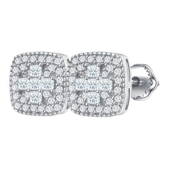 Hot Selling Trendy Sterling Silver Iced Out Cut Main Stone Moissanite Diamond Stud Earrings Square