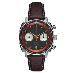 New stylish OEM ODM chronograph watch cushion case 316L SS with genuine leather strap U3068