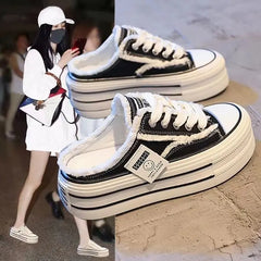 Women's Slippers 2024 Spring Summer Fashion Baotou slippers Canvas Walking Style Shoes
