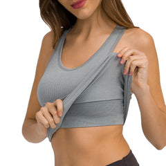 Womens yoga Workout Top Padded Yoga Gym Tank Sleeveless Running Shirts Racerback With Built in Bra Activewear