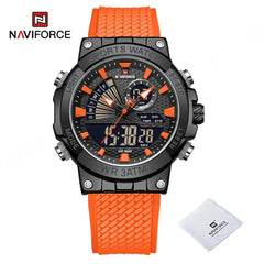 NAVIFORCE Brand Luxury Men's Watch Military Sport Waterproof Digital Luminous Clock TPU Strap Date and Week Quartz Wristwatches