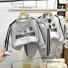 New Style Casual Sports Two-Piece Set for Boys Autumn Sweatshirt Suit Letter Pattern Baby Kidsren's Clothing