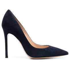 High Quality Stylish Elegant Womens Luxurious Pointed Toe Suede Leather High Heeled Pencil Heels