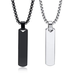 Initial Bar Necklace for Men, Thick Geometric Vertical Bar Pendant with A-Z Letters Casual Simple Collar Gift Jewelry