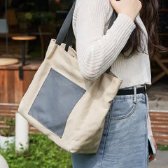 High Quality Simple Tote Bag Cotton Canvas Shopping Bag Ladies Casual Durable Commute Shoulder Bag