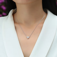 Heart Pendant Moissanite Chain Necklace Small Pendant Silver Necklace Women Fine Moissanite Diamond Necklace